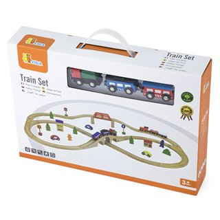 Viga Toys - Circuit de trains - 49 pièces